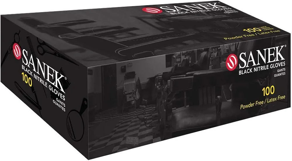 Graham Beauty Sanek, 78524, Nitrile Gloves, Medium, Black