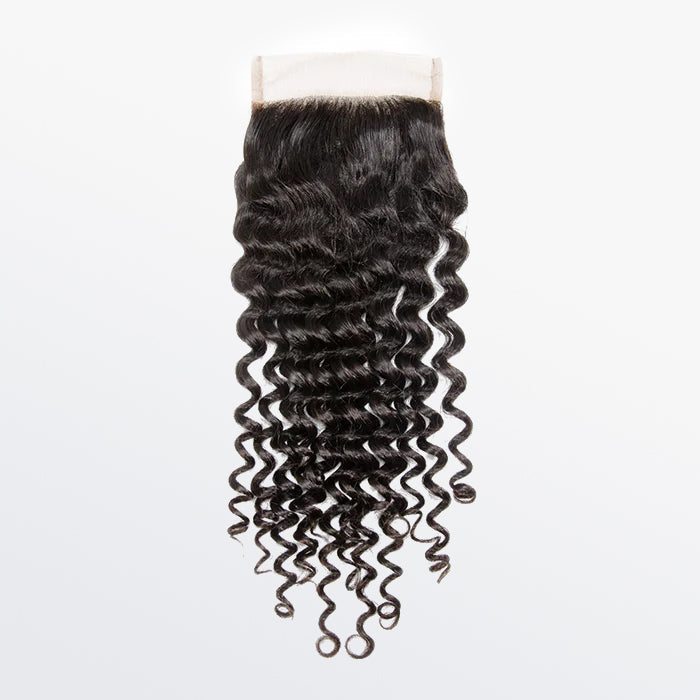 TedHair 12-20 Inch 4" x 4" Deep Curly Free Parted Lace Closure #1B Natural Black