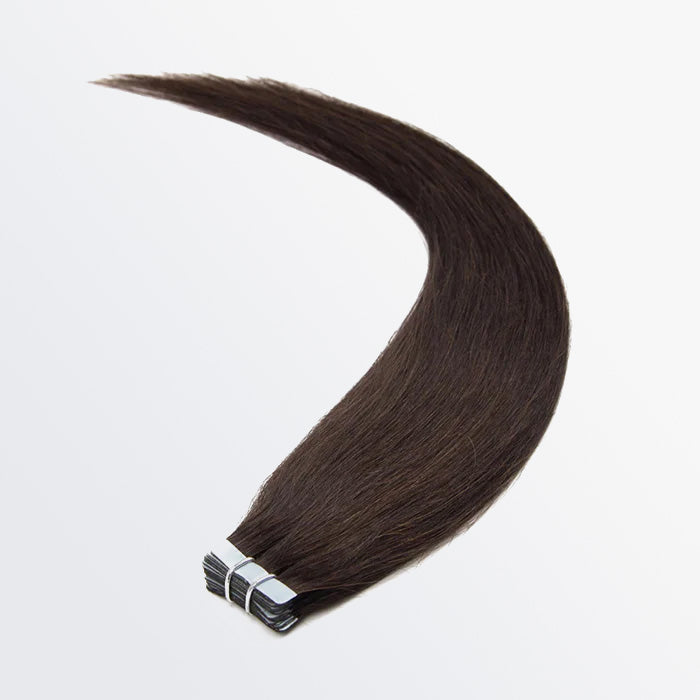 TedHair Premium Quality Straight Tape In Remy Hair Extensions #2 Darkest Brown