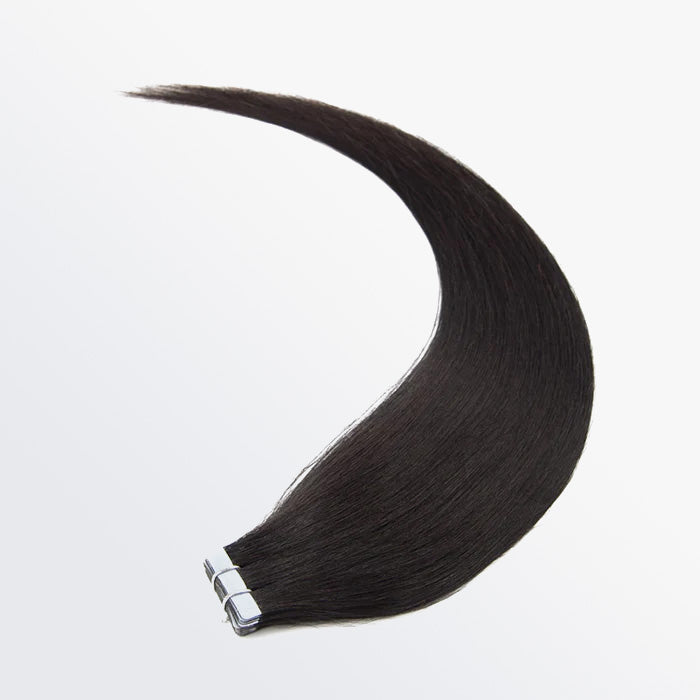 TedHair Premium Quality Straight Tape In Remy Hair Extensions #1B Natural Black
