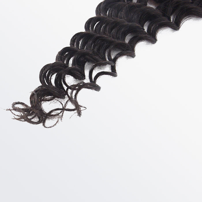 TedHair 12-20 Inch 4" x 4" Deep Wavy Free Parted Lace Closure #1B Natural Black