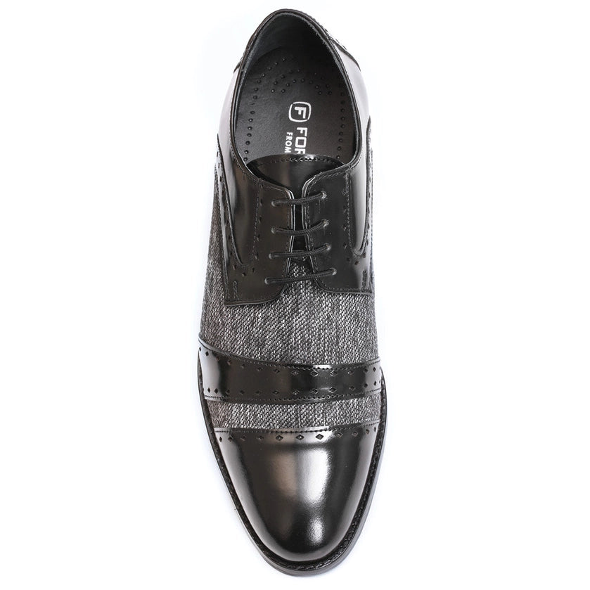 Leather Textile Derby Style Men Dress Shoes