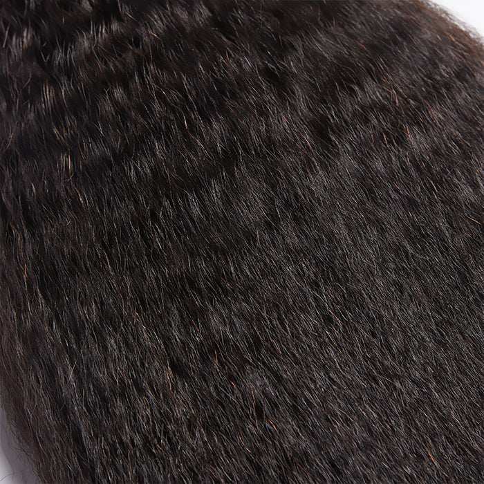 TedHair 10-30 Inch Kinky Straight Virgin Brazilian Hair #1B Natural Black