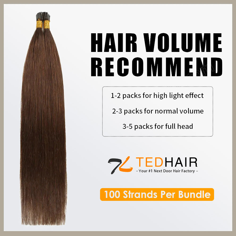 Tedhair I Tip Hair Extensions Natural Remy Human Hair (#8 Light Brown)
