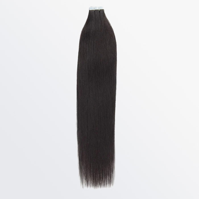 TedHair Premium Quality Straight Tape In Remy Hair Extensions #1B Natural Black