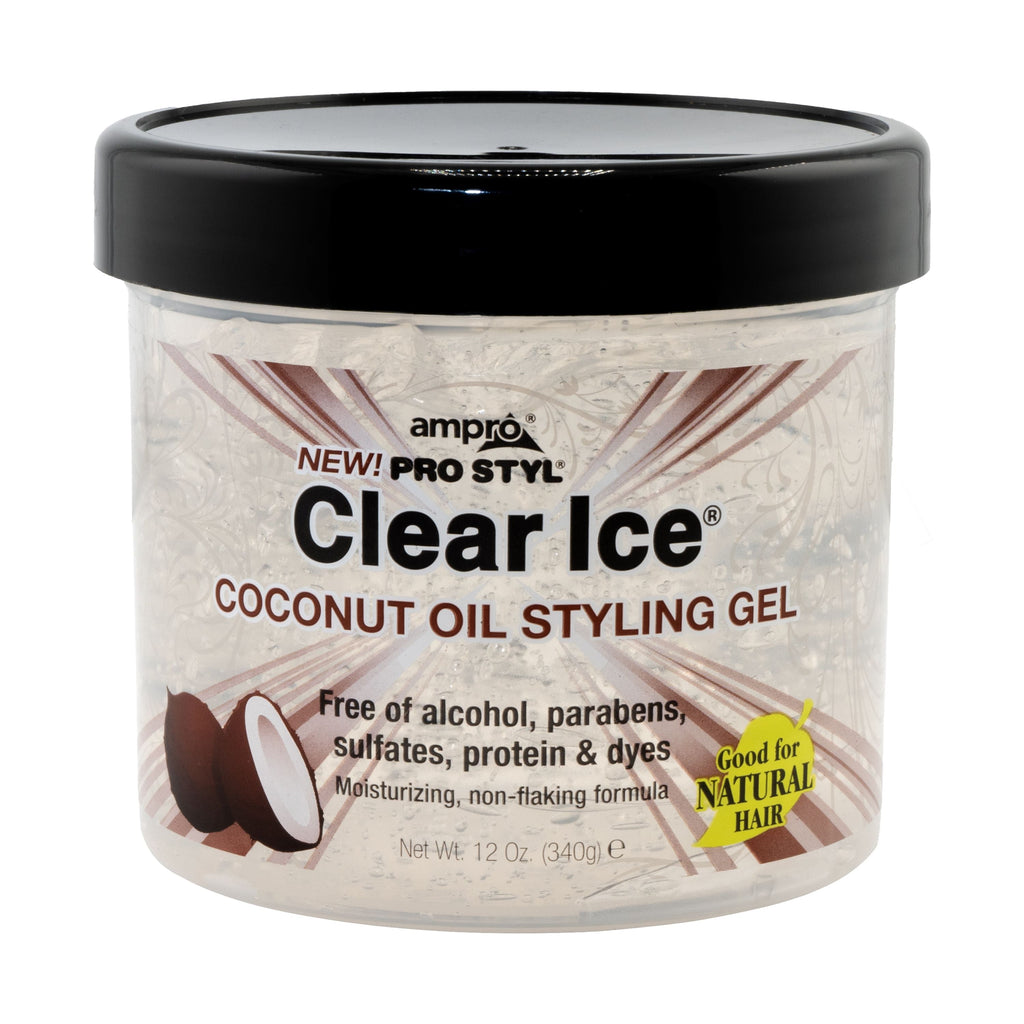 Ampro Clear Ice Coconut Oil Styling Gel, 12 oz., Moisturizing, Unisex