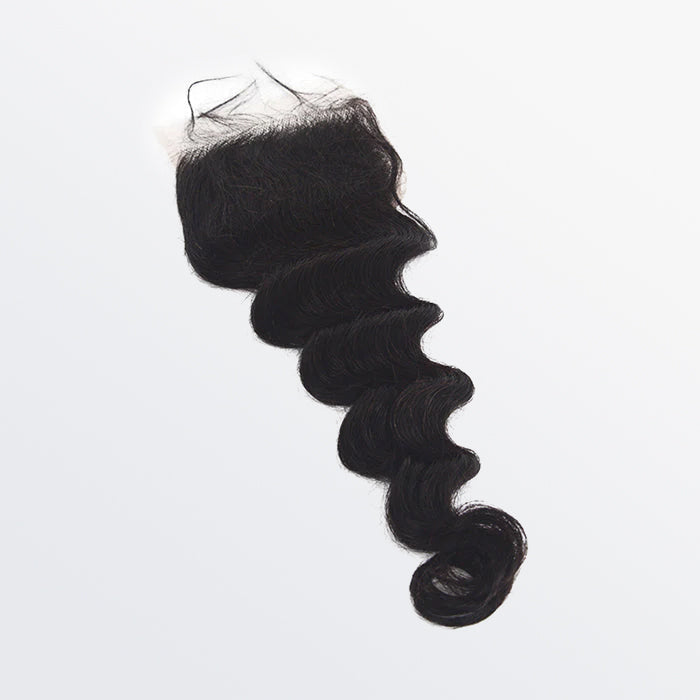 TedHair 14-20 Inch 4" x 4" Ocean Wavy Free Parted Lace Closure #1B Natural Black