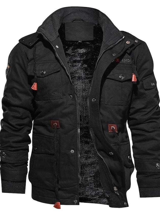 Men Cargo Cotton Winter Coat Stand Collar