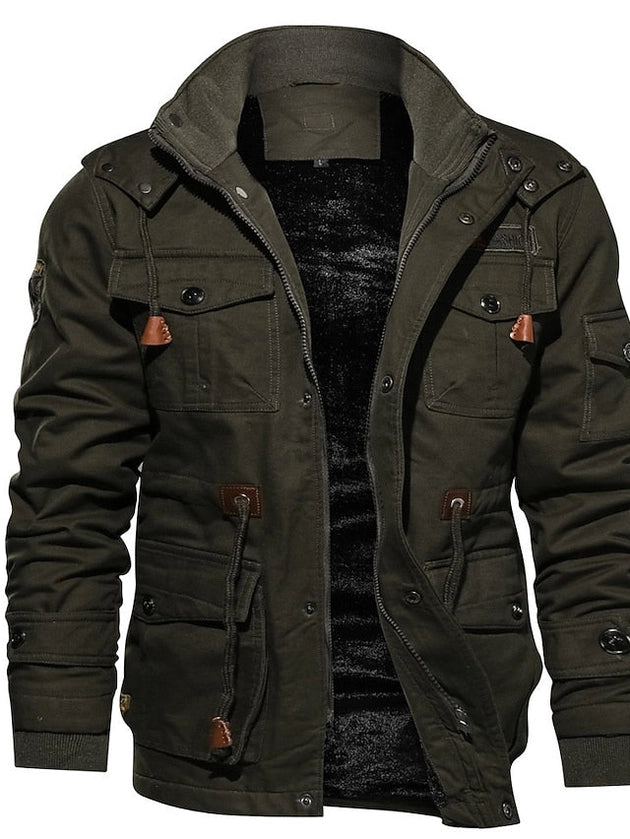 Men Cargo Cotton Winter Coat Stand Collar