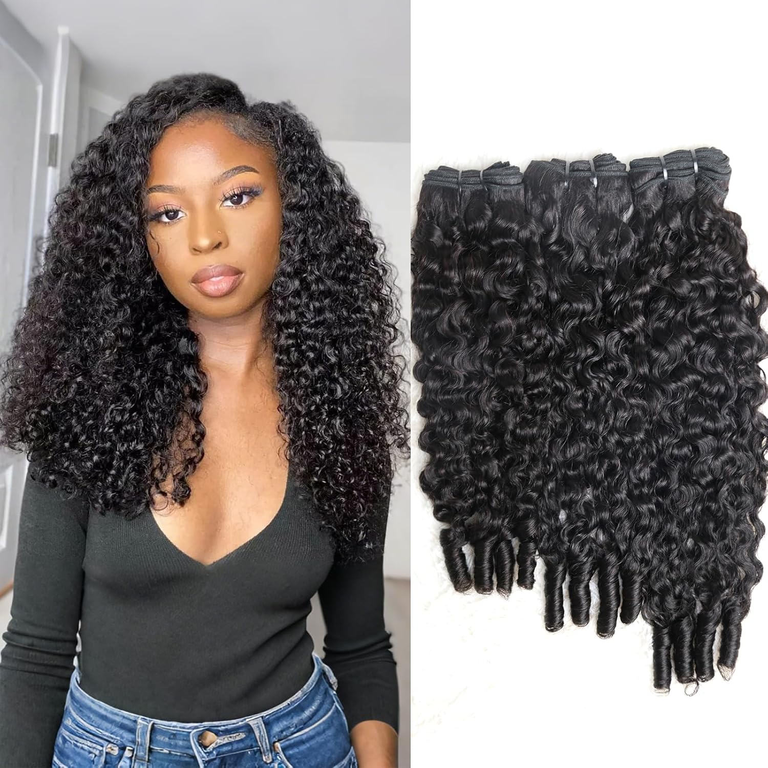 TedHair 14-28 Inch Burmese Curly Bundles Virgin Brazilian Hair #1B Natural Black