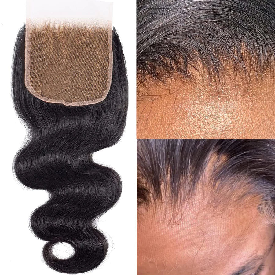TedHair 14-18 Inch 4" x 4" Water Wavy Free Parted Lace Closure #1B Natural Black