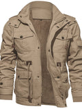 Men Cargo Cotton Winter Coat Stand Collar