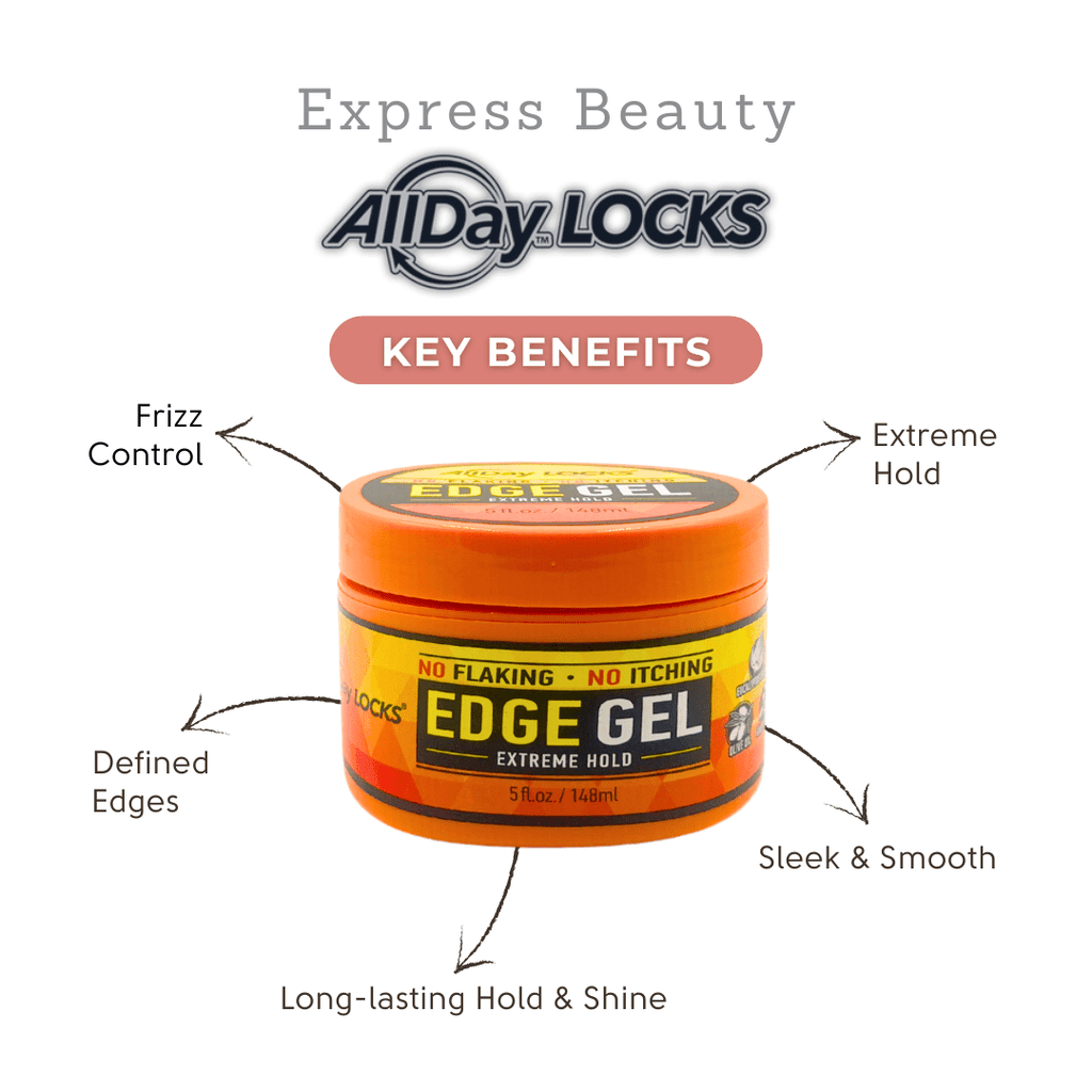 Ebo AllDay Locks Edge Gel Extreme Hold No Flaking or Itching, Frizz Control, Defined Edges, with Long-lasting Hold for Braids - 5 oz