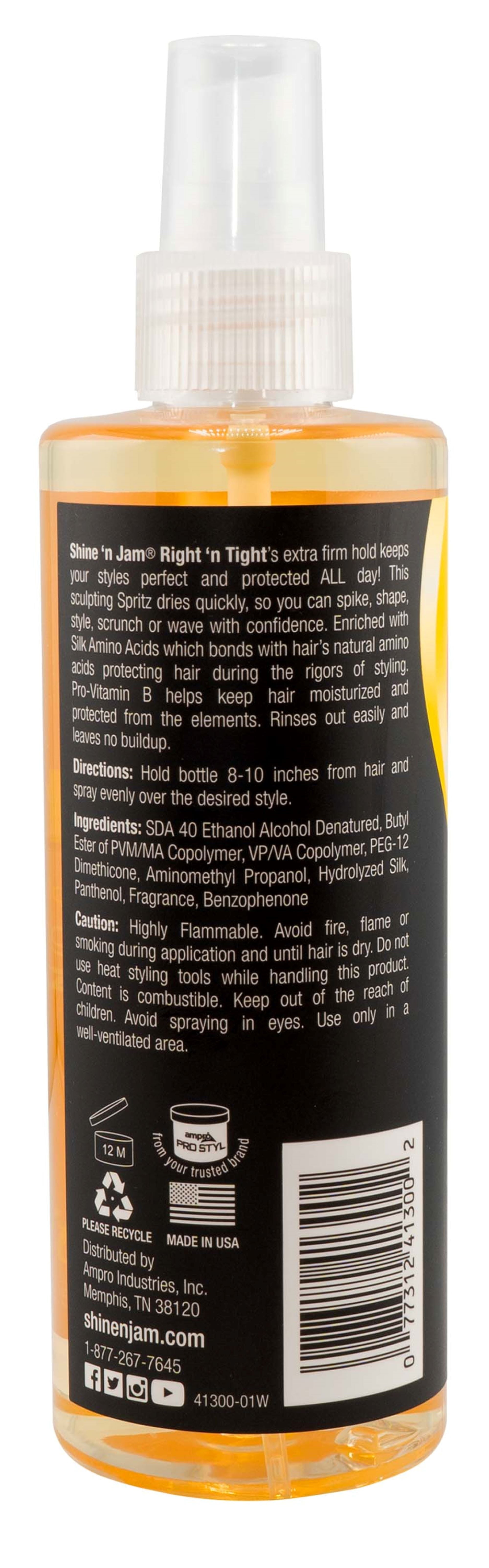 Shine n Jam Right 'n Tight Sculpting Spritz Extreme Hold 8 oz., All Hair Types, Unisex