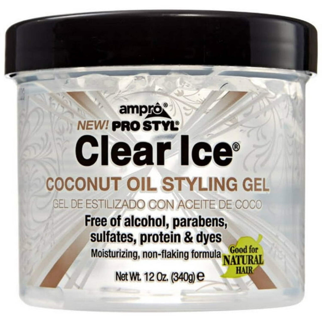 Ampro Clear Ice Coconut Oil Styling Gel, 12 oz., Moisturizing, Unisex