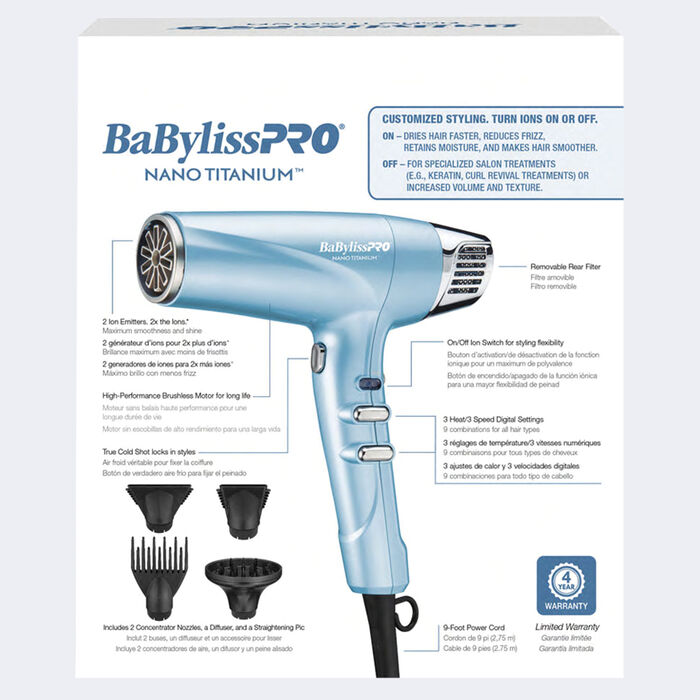 BaBylissPRO® Nano Titanium™ Professional High-Speed Dual Ionic Dryer