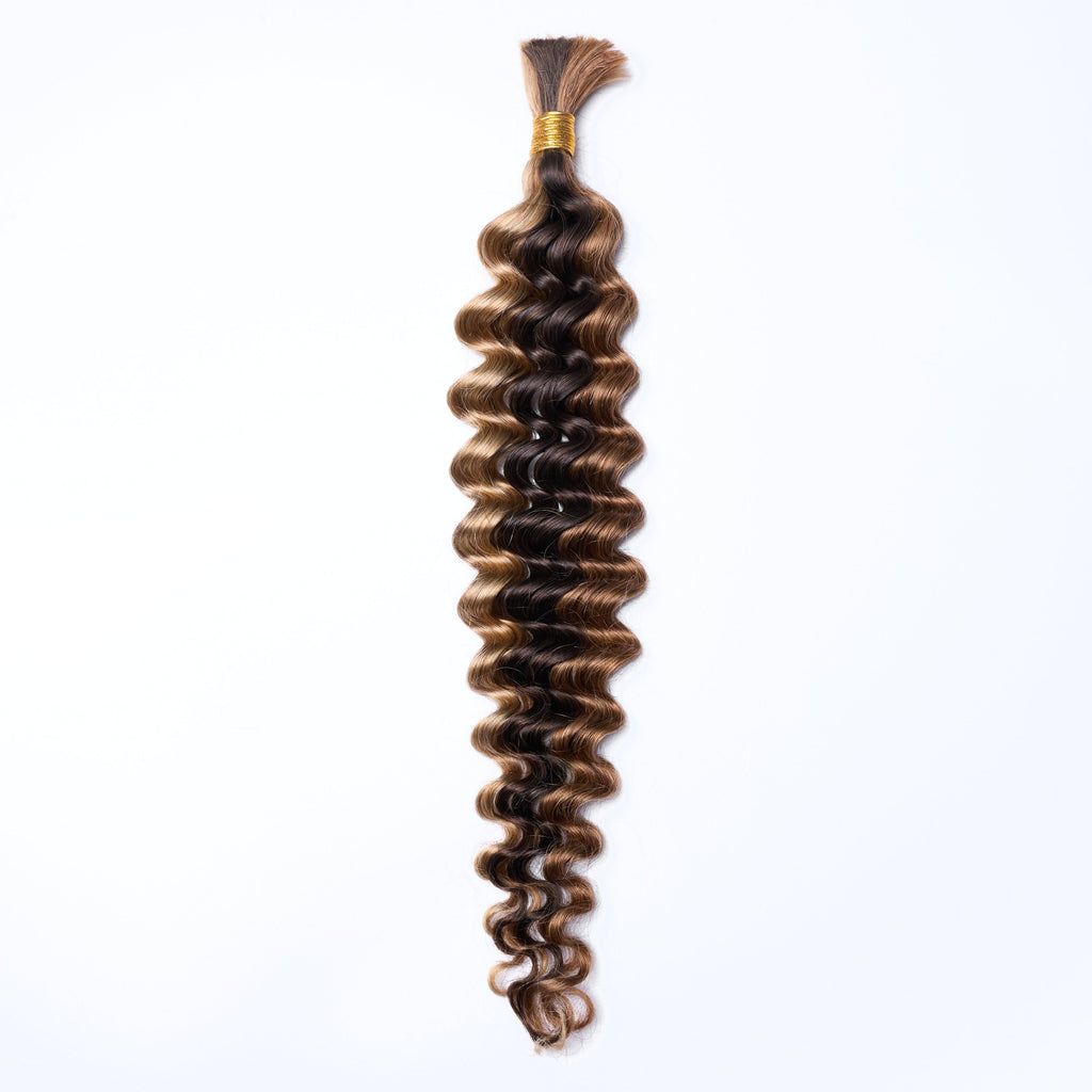 TedHair 20inch Deep Wave Bulk Hair For Braiding #P4/27 Color
