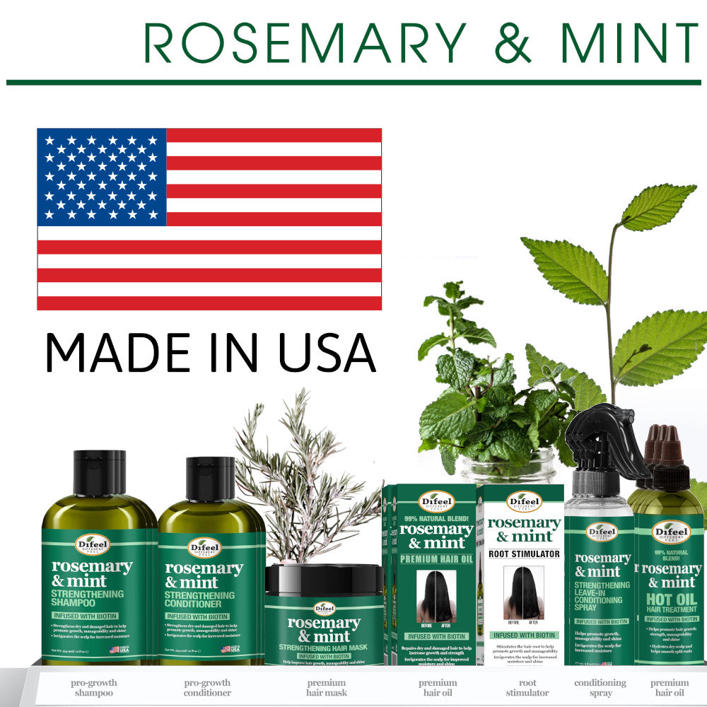 Difeel Rosemary and Mint Hair Strengthening Shampoo and Conditioner with Biotin 12 oz. 2-PC Set