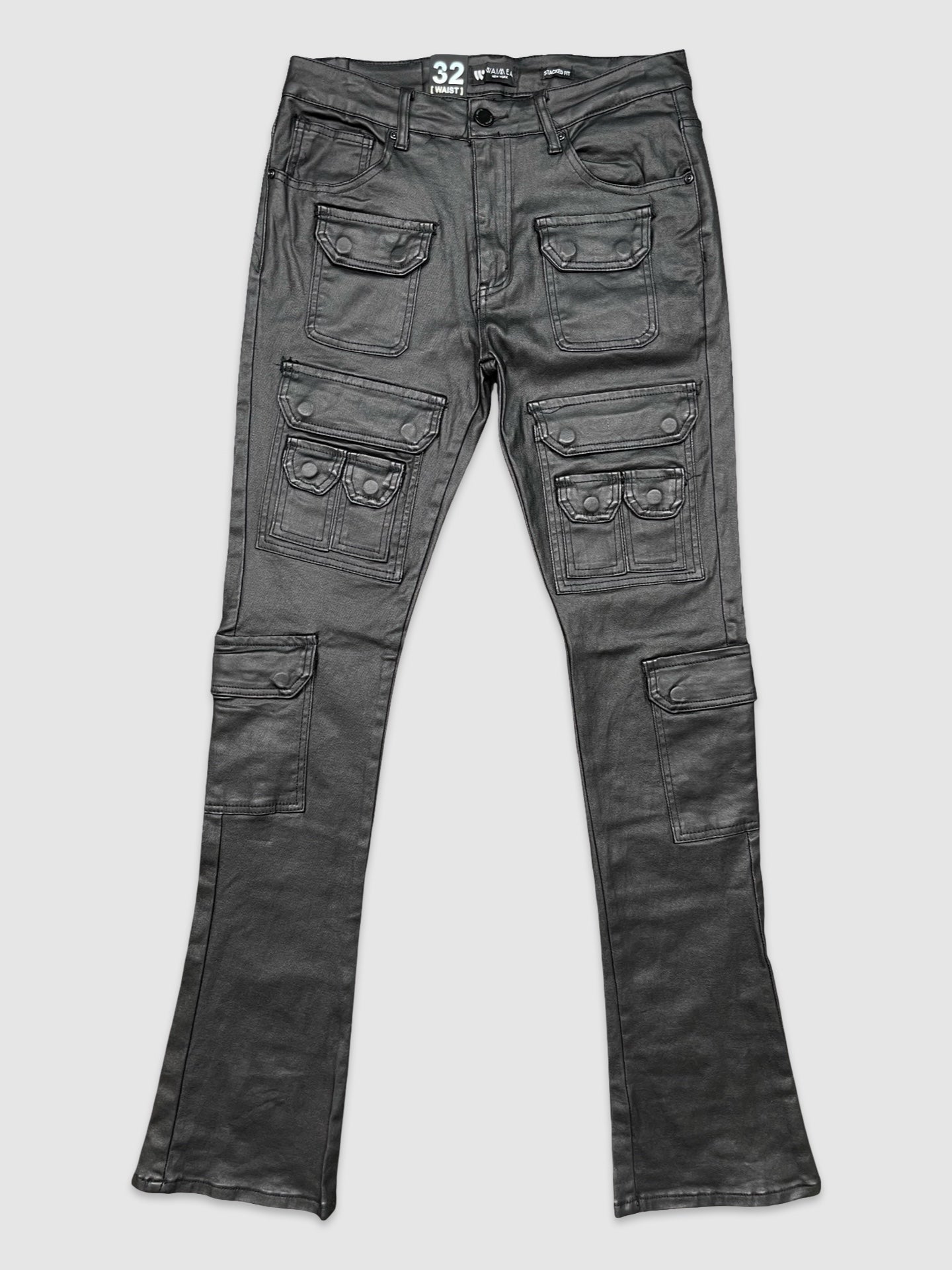 RAM-M8253-Coated Cargo Stacked Jeans
