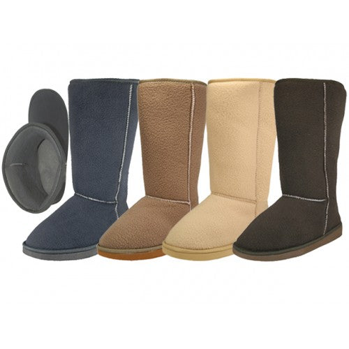 S5510L-A - Wholesale Women's 11.5" Inches Height Comfortable Flannel Lining Winter Boots (*Asst. Gray, Brown, Tan & Beige) *Close Out $96.00/Case / $4.00/Pr.