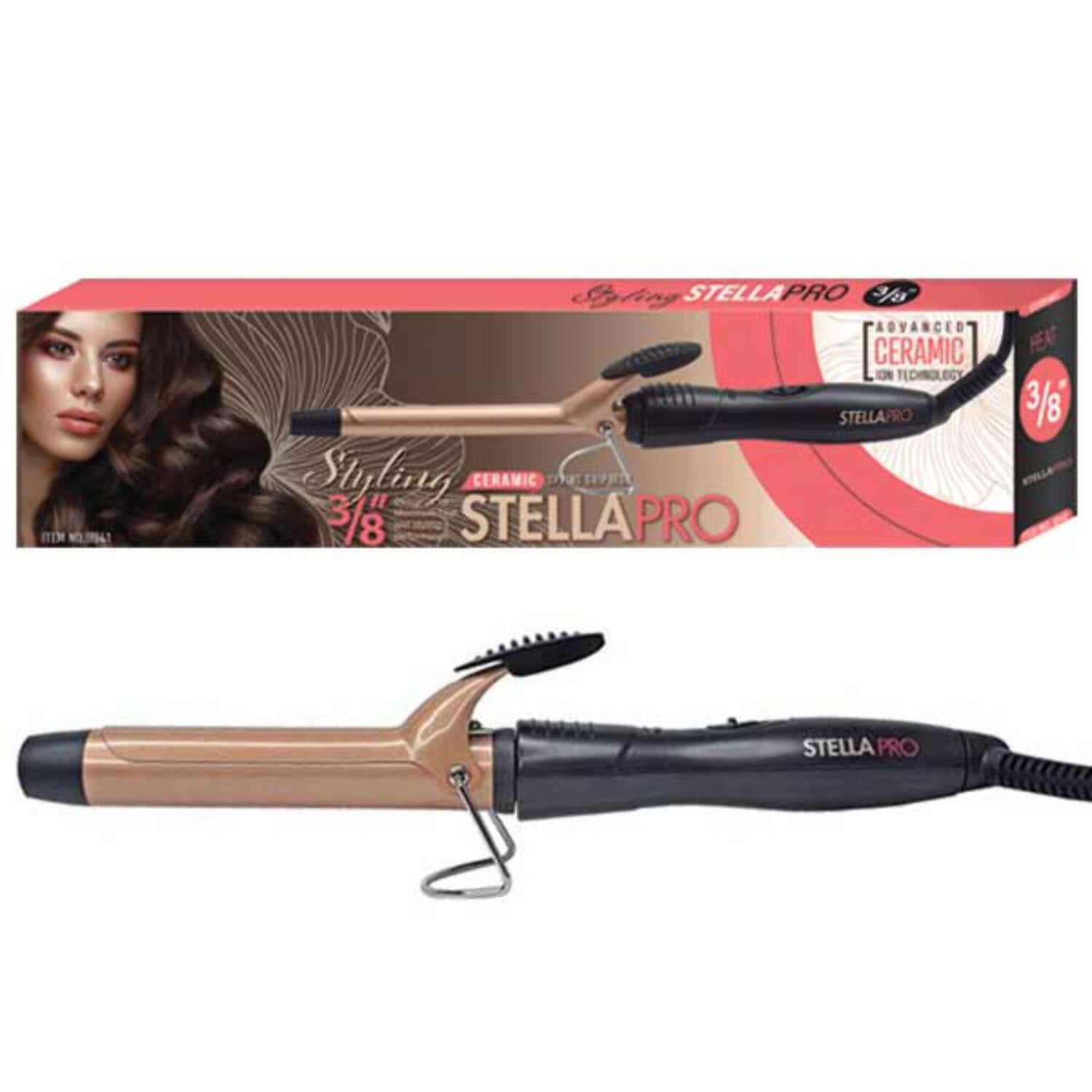 STELLA PRO - Professional Ceramic Spring Grip Curling Iron 1"
