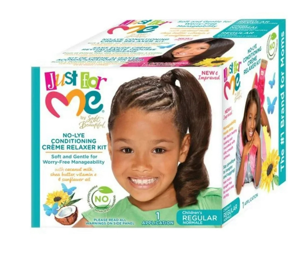 Just For Me No-Lye Conditioning  Créme Relaxer Kit, Curly, Child