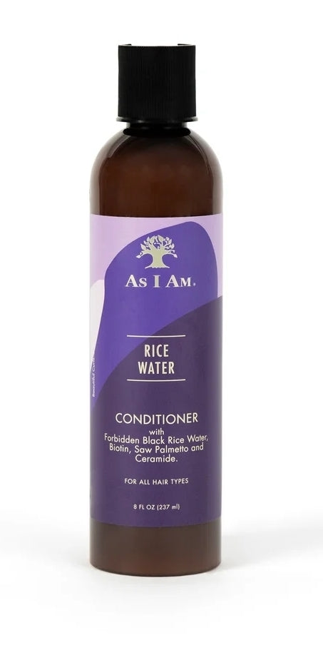 As I Am Rice Water Conditioner, for All Hair Types 8 oz., with Biotin, Inositol, and Saw Palmetto, Moisturizing