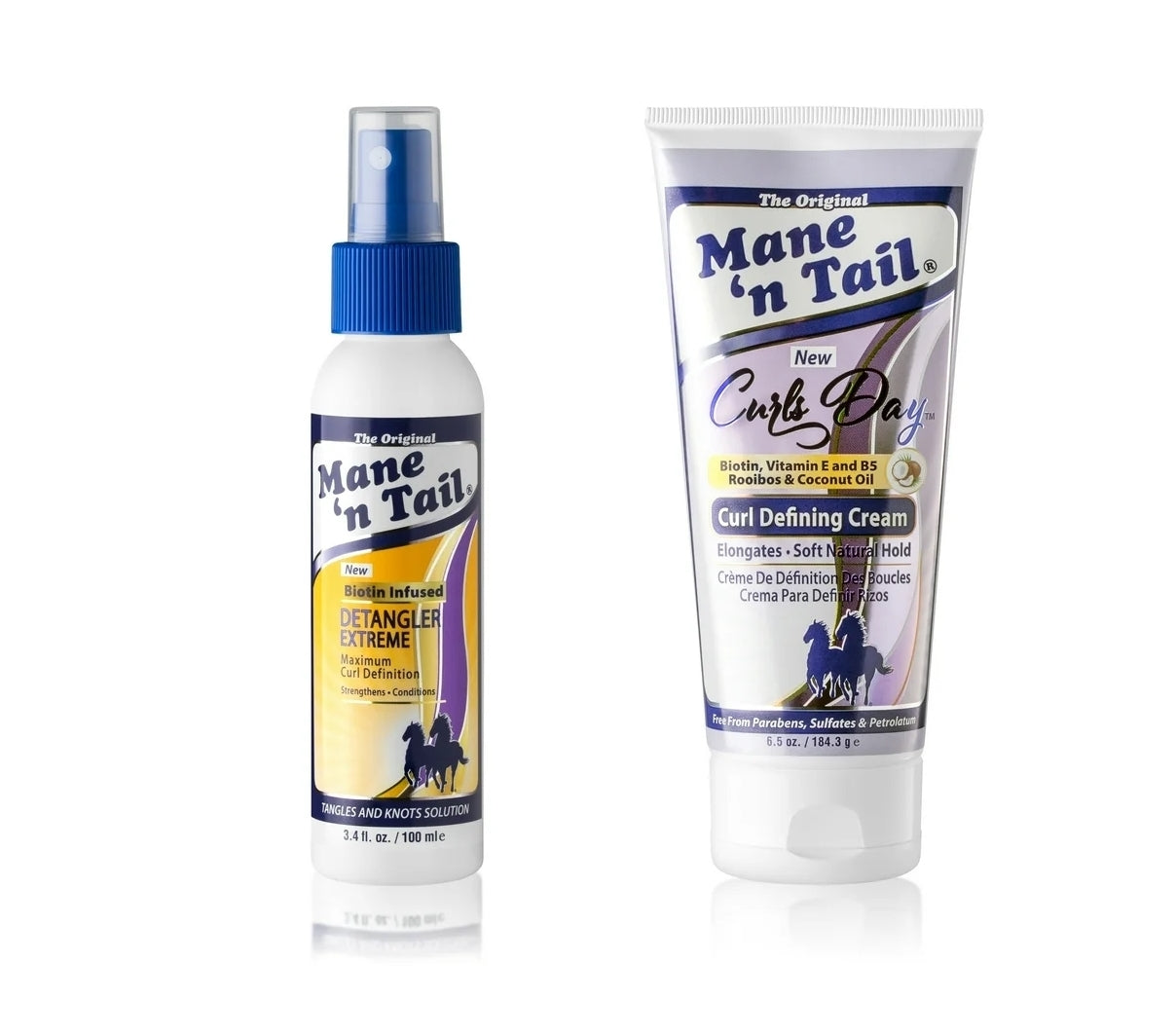 Mane 'n Tail: Curl Defining Cream (6.5 Oz) + Extreme Detangler (3.4 Oz), Plus Maximum Curl Refreshing Biotin Infused Strengthening Spray