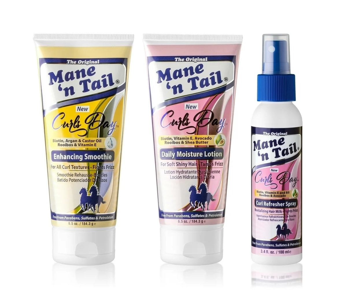 Mane 'n Tail: Curls Day Enhancing Smoothie (6.5 Oz) + Daily Moisture (6.5 Oz) + Curl Spray (3.4 Oz)
