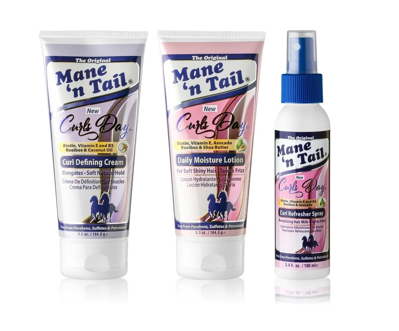 Mane 'n Tail: Curls Day Curl Defining Cream (6.5 Oz) + Daily Moisture Lotion (6.5 Oz) + Curl Spray (3.4 Oz)