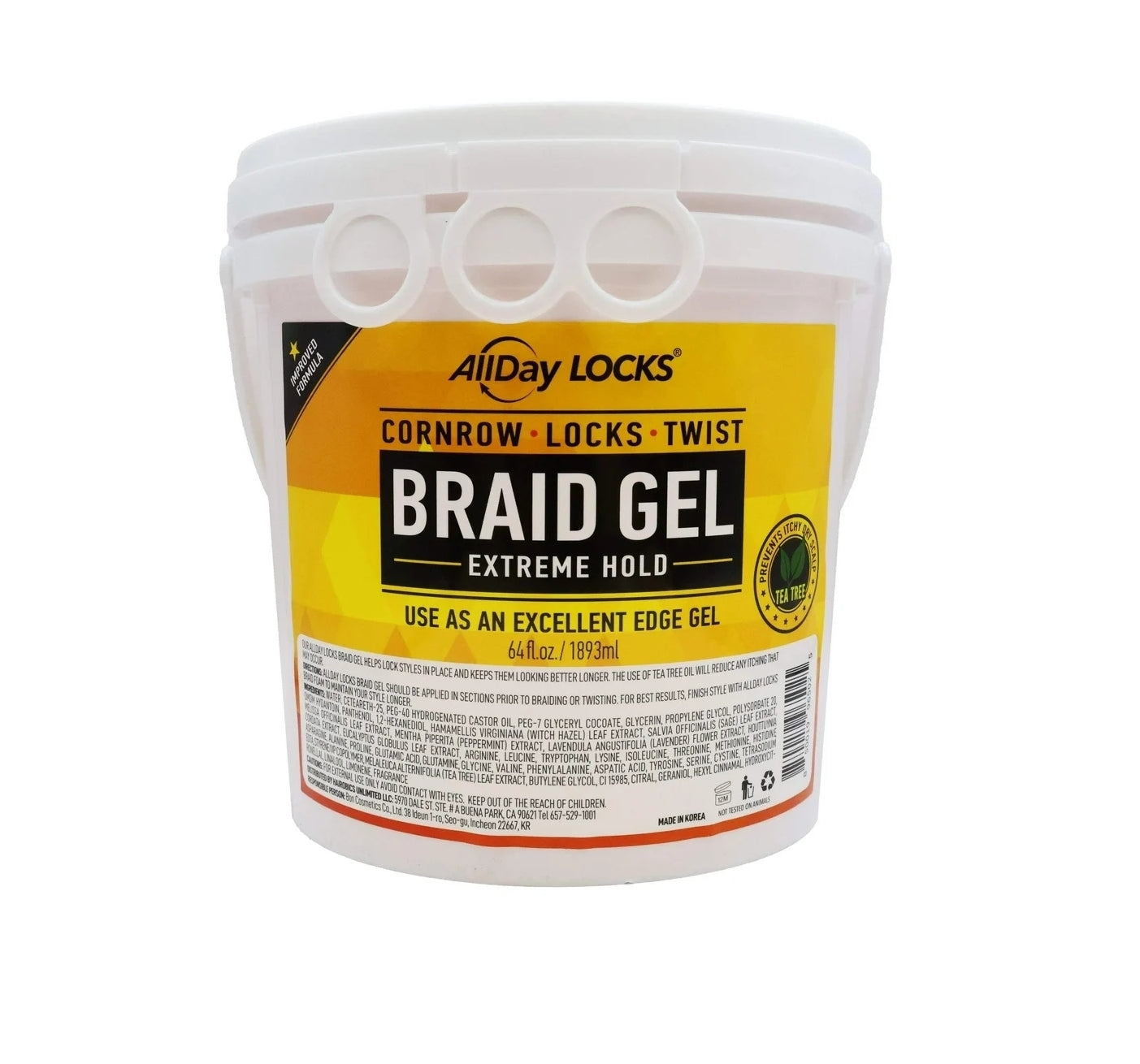 AllDay Locks Braid Gel, Extreme Hold, Long Lasting for Braids, Locks, Twists 64oz (Bucket)