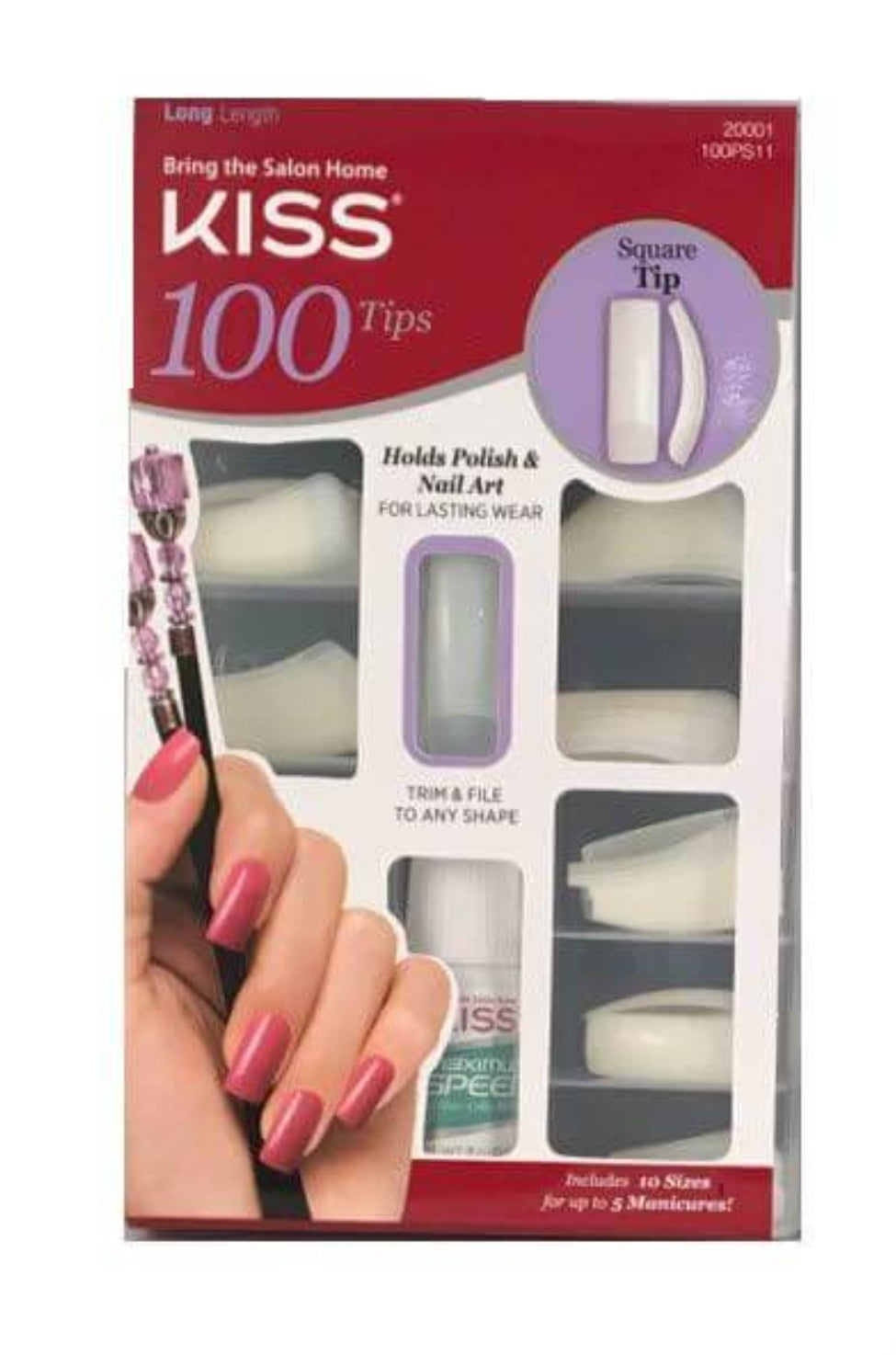 KISS Square Tip 100 Tips Nails #100PS11 (PC)