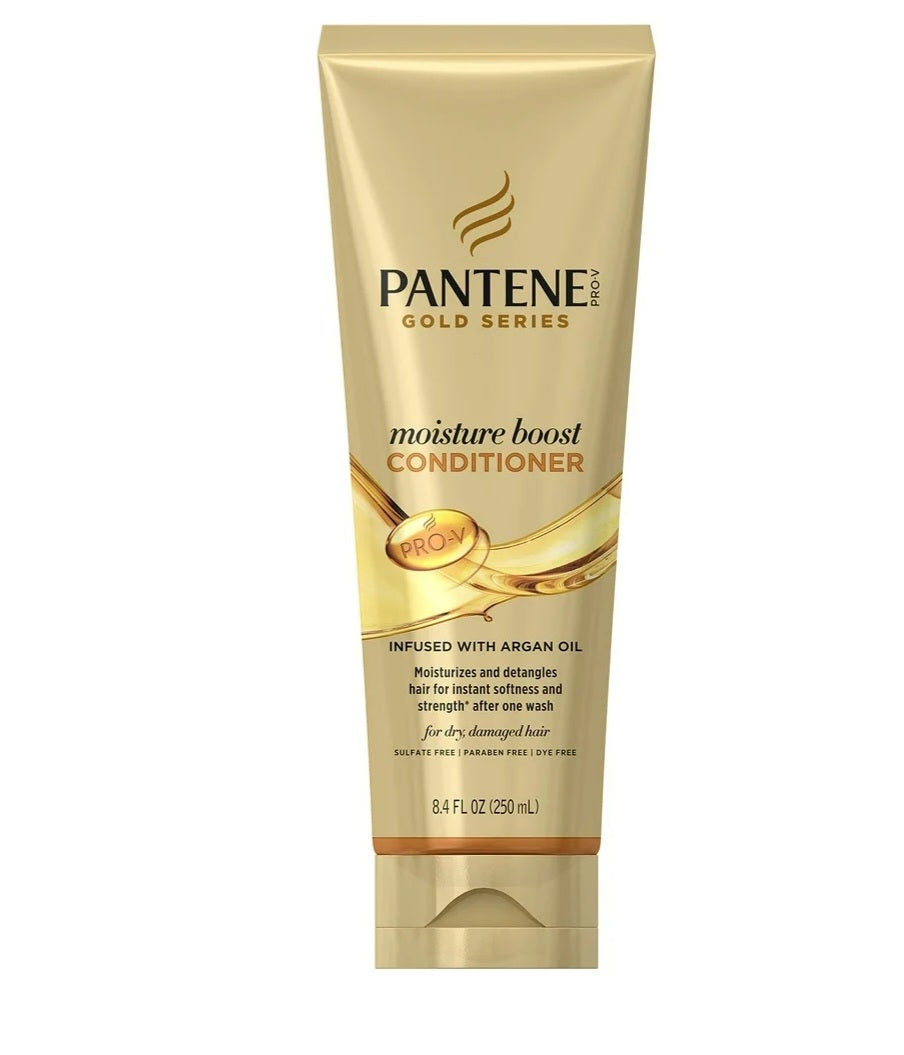 2X - Pantene Gold Series Sulfate-Free Moisture Boost Conditioner Infused With Argan Oil For Curly, Coily Hair, 8.4 Fl Oz
