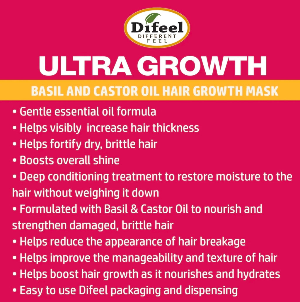 Difeel Ultra Growth Basil & Castor Oil Pro Growth Hair Mask 12 oz.