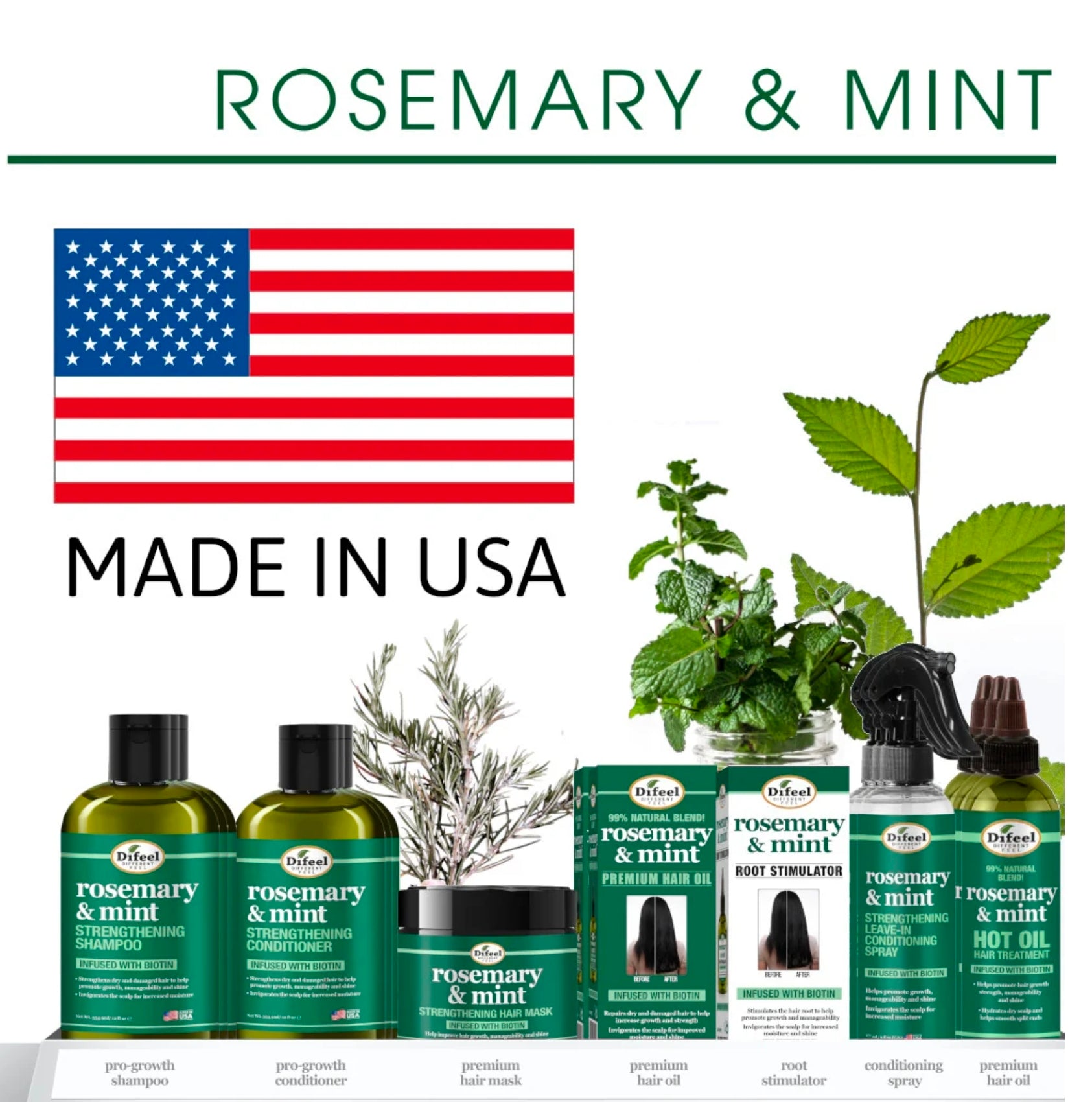 Difeel Rosemary and Mint Strengthening Hair Mask with Biotin 12 oz.