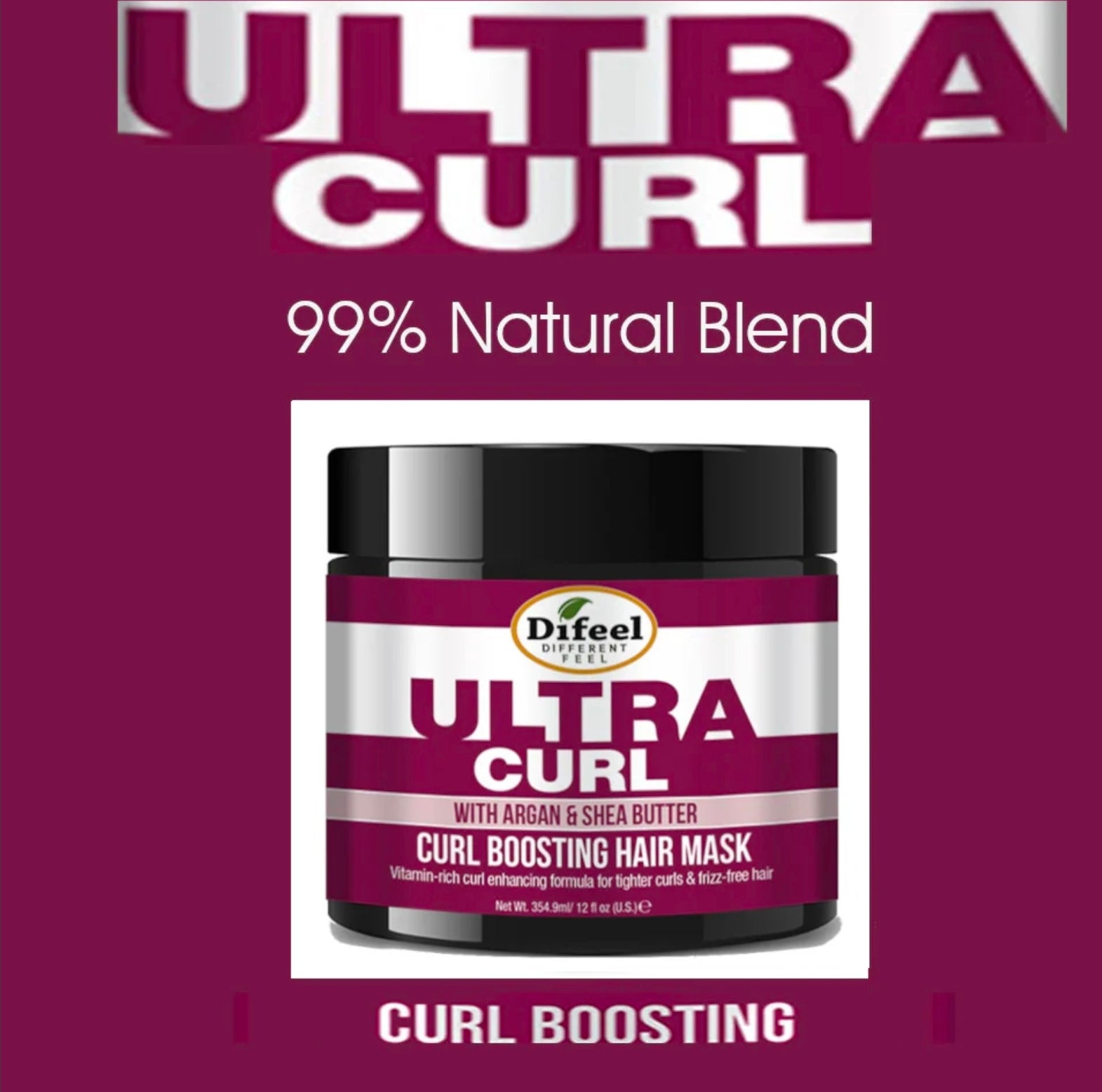 Difeel Ultra Curl with Argan & Shea Butter - Curl Boosting Hair Mask 12 oz.