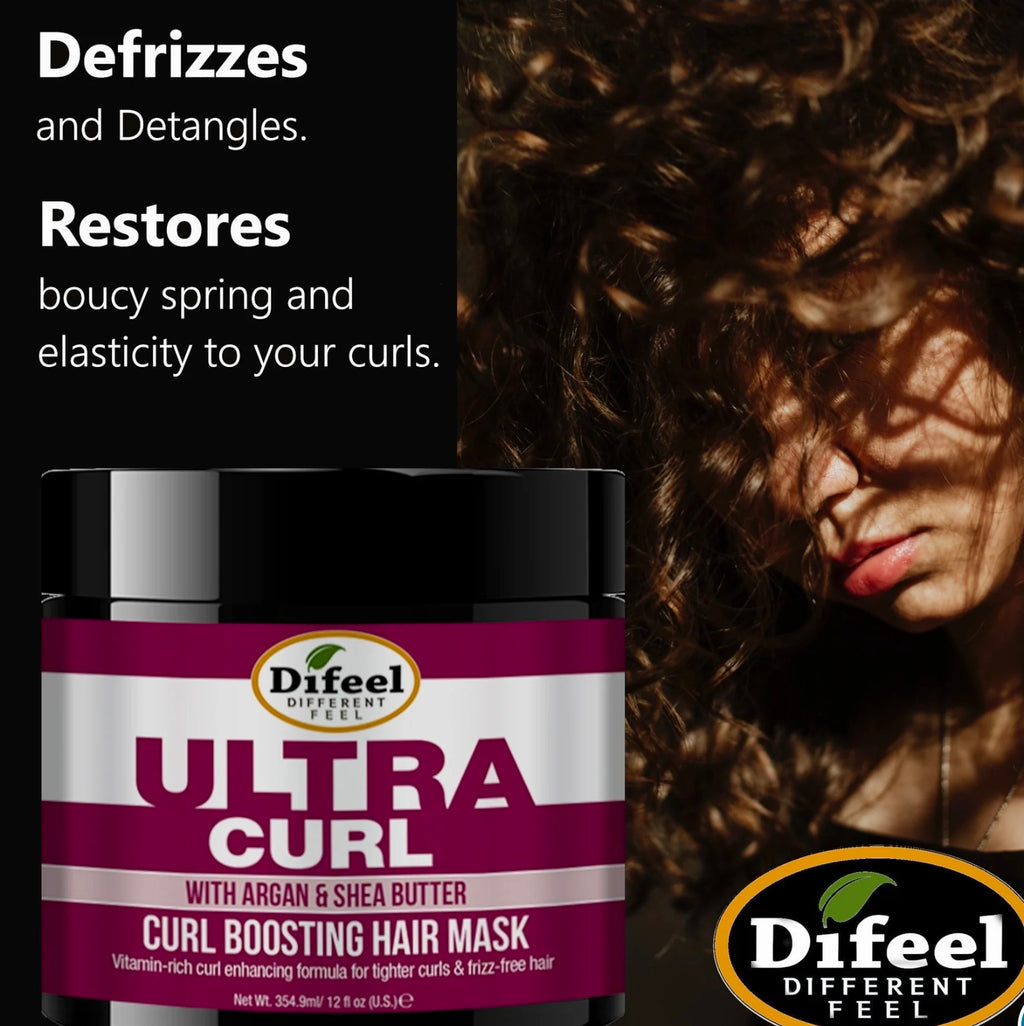 Difeel Ultra Curl with Argan & Shea Butter - Curl Boosting Hair Mask 12 oz.