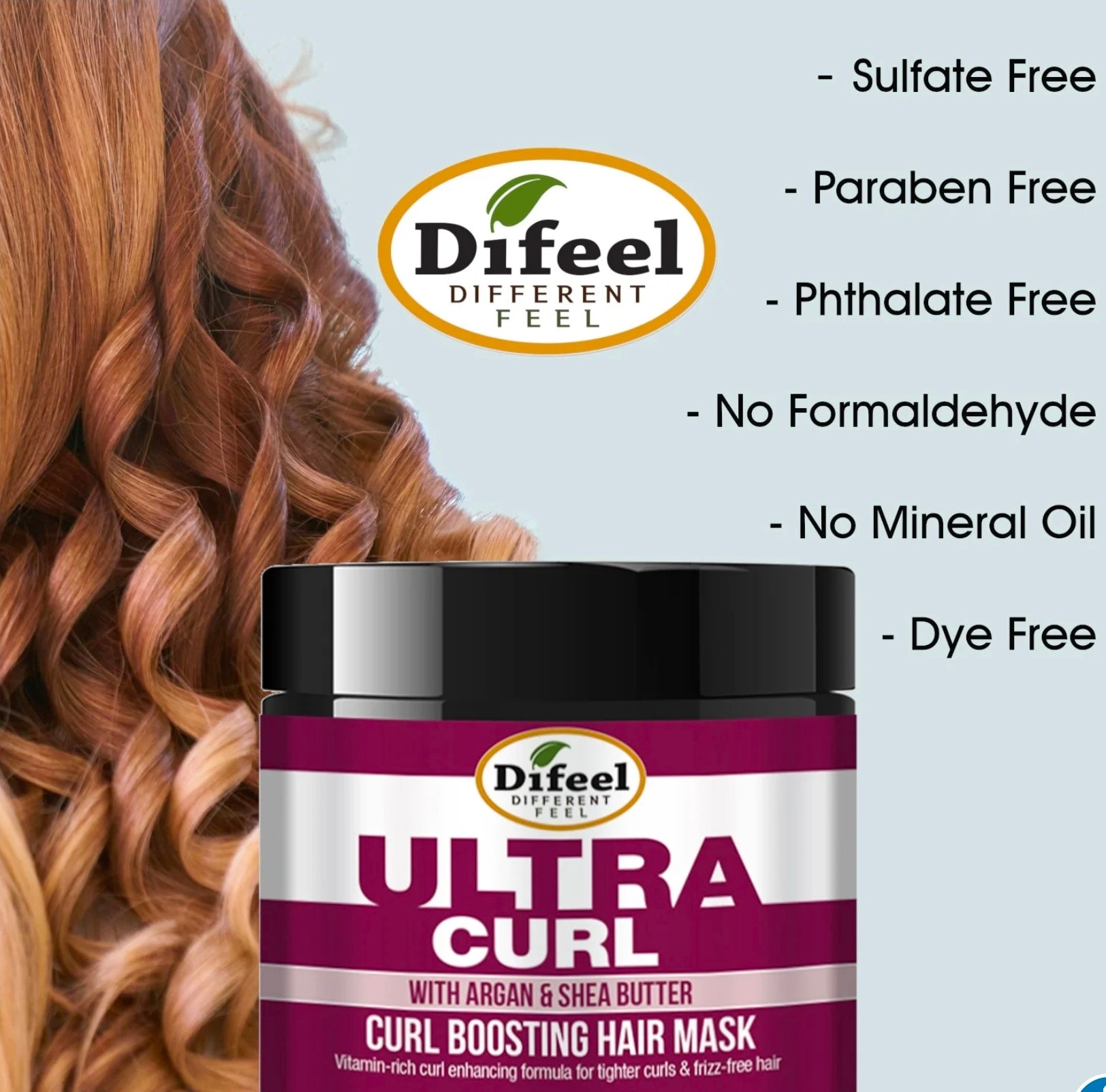 Difeel Ultra Curl with Argan & Shea Butter - Curl Boosting Hair Mask 12 oz.