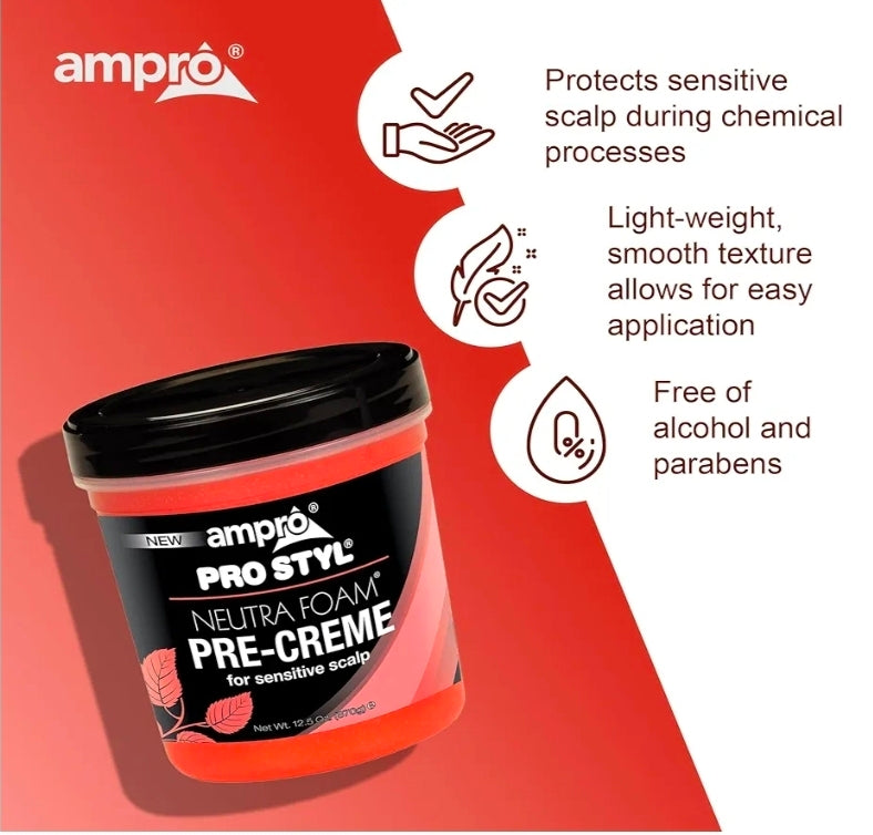 Ampro Pre-Creme Base for Sensitive Scalp, Hair Wax, 12.5 oz