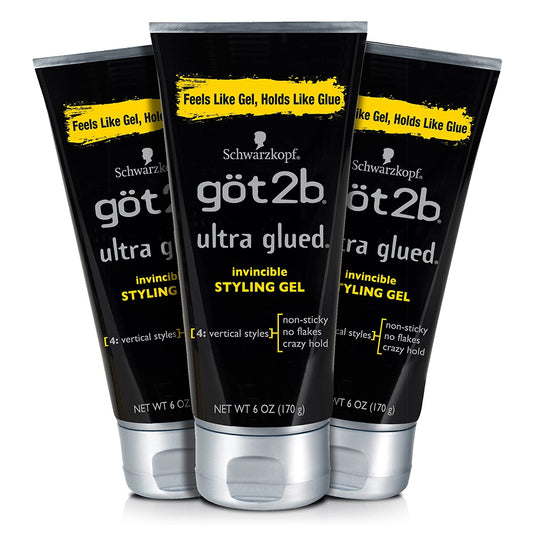 Got2b Ultra Glued Invincible Styling Hair Gel, 1.25 Oz.,Pack of 3