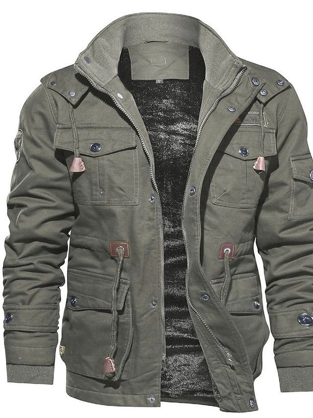 Men Cargo Cotton Winter Coat Stand Collar