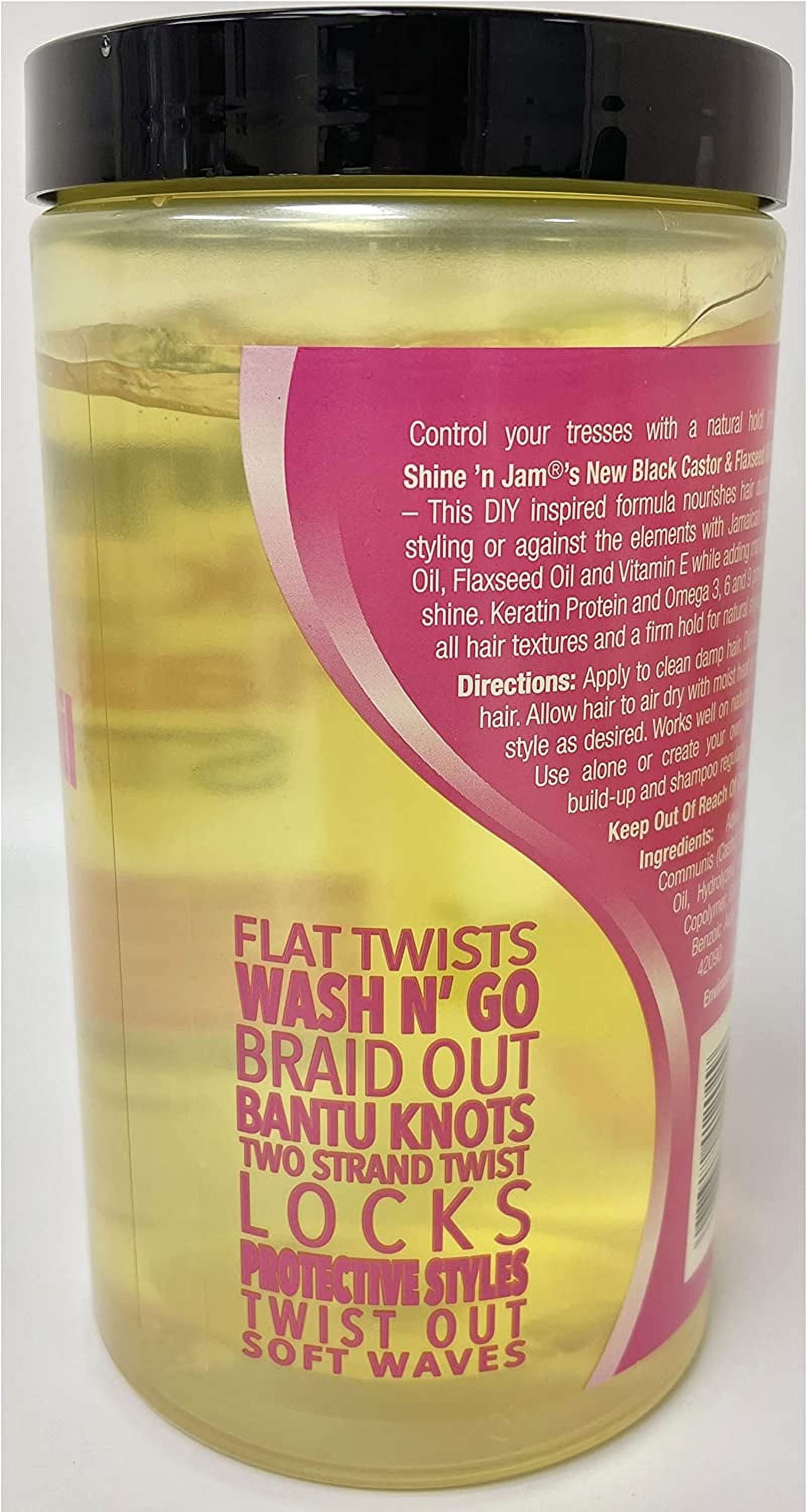 Ampro Shine-n-Jam Castor Oil and Flaxseed Gel, Hair Gel, 32 oz