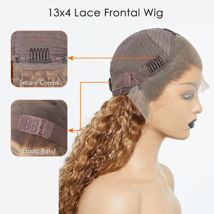 Tedhair 22-24 Inch Pre-Plucked 13"x4" Lace Front Water Wavy Wig Free Part 150% Density-100% Human Hair