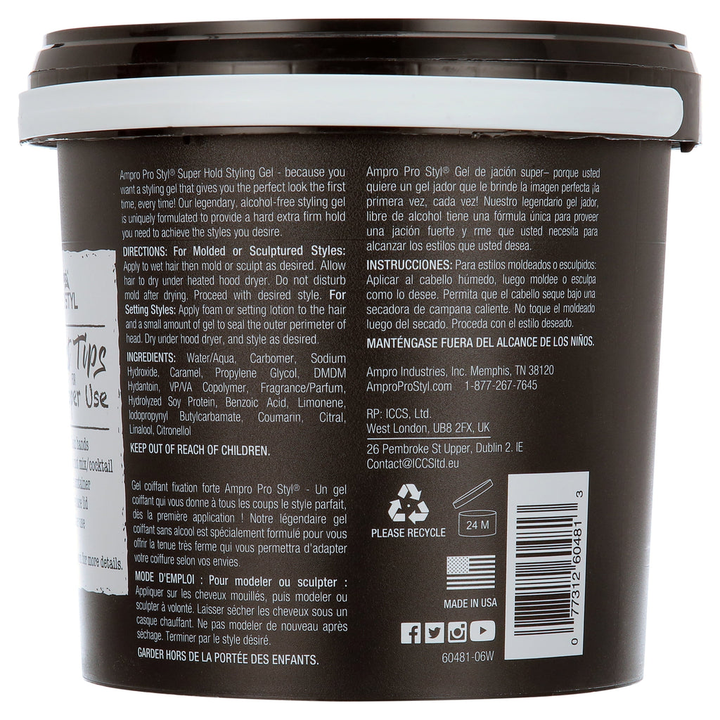 Ampro Pro Styl® Super Hold Protein Styling Gel, Resistant Hair Textures, 5 lb. , Moisturizing, Unisex