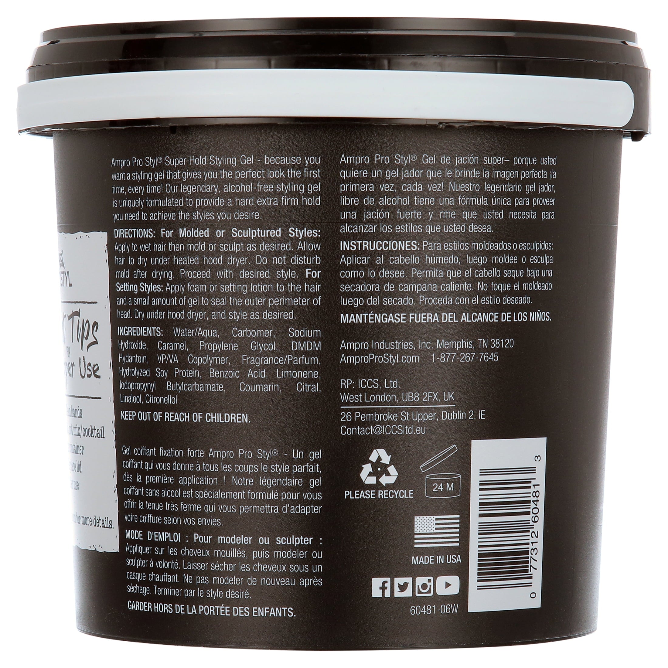 Ampro Pro Styl® Super Hold Protein Styling Gel, Resistant Hair Textures, 5 lb. , Moisturizing, Unisex