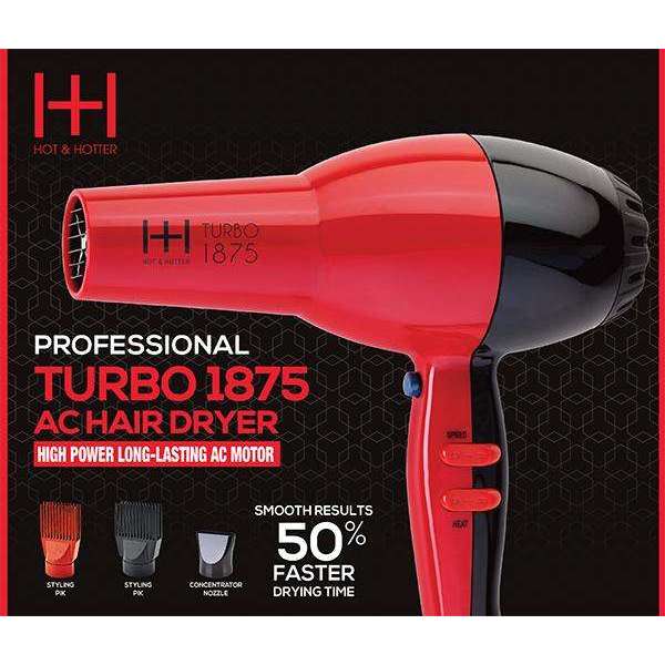 Hot & Hotter Turbo AC Professional Hair Dryer, Red