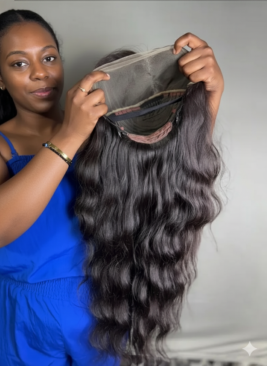 Indian Virgin Wavy Hair Wig 4x4Lcae Closure