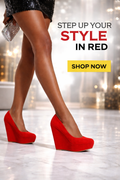 Red Wedge Heels for Women - Stylish Platform Shoes for Party & Casual Wear - Comfortable & Trendy Design