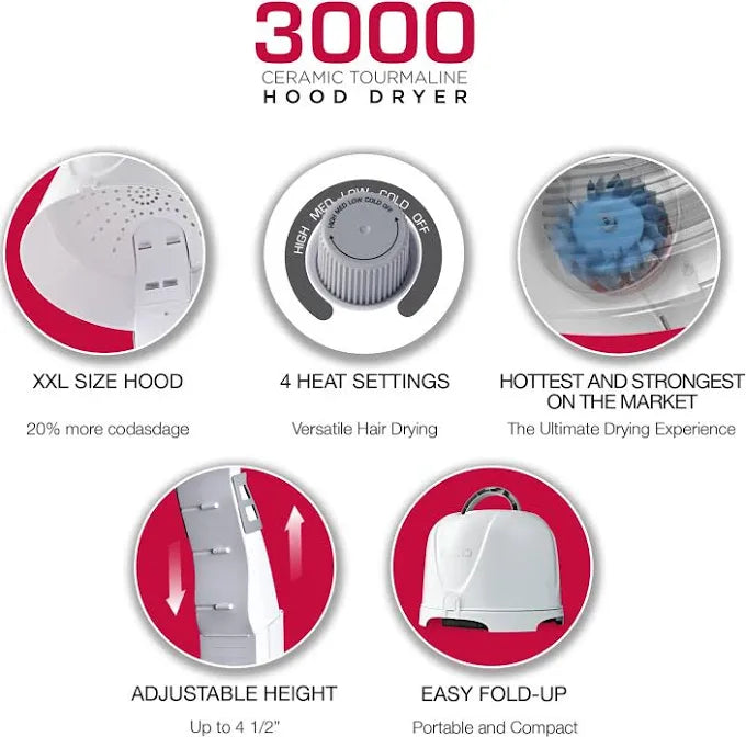 Kiss 3000 Ceramic Tourmaline Professional Hood Dryer