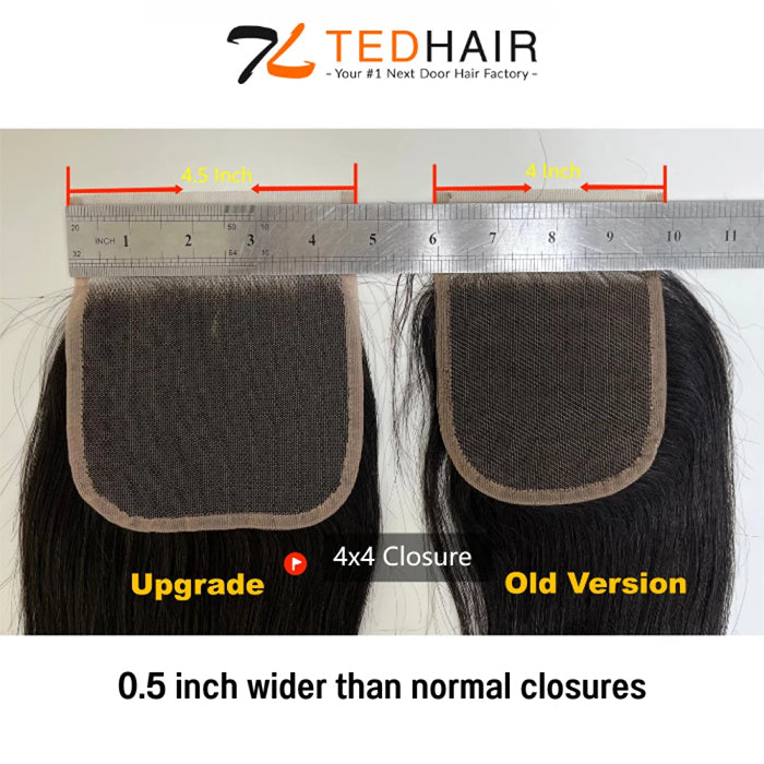 TedHair 12-20 Inch 4.5" x 4.5" Upgrade Body Wavy Free Parted Lace Closure #1B Natural Black